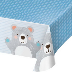 Creative Converting 336645 Birthday Bear Plastic Tablecover All Over Print, 54" X 102", CASE of 6