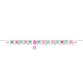 Creative Converting 336647 Birthday Bunny Ribbon Banner Shaped, W/1St Bday Stck, CASE of 6