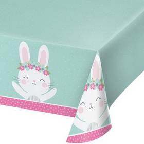 Creative Converting 336656 Birthday Bunny Plastic Tablecover All Over Print, 54" X 102", CASE of 6