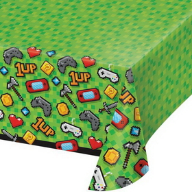 Creative Converting 336679 Gaming Party Plastic Tablecover All Over Print, 54" X 102", CASE of 6