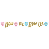 Creative Converting 336682 Gender Reveal Balloons Ribbon Banner Shaped, Glitter (Case Of 6)