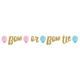 Creative Converting 336682 Gender Reveal Balloons Ribbon Banner Shaped, Glitter (Case Of 6)