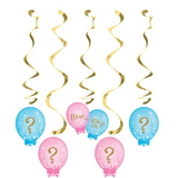 Creative Converting 336686 Gender Reveal Balloons Dizzy Danglers Assorted (Case Of 6)