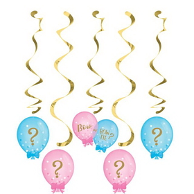 Creative Converting 336686 Gender Reveal Balloons Dizzy Danglers Assorted (Case Of 6)