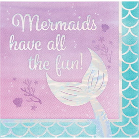 Creative Converting 336717 Mermaid Shine Luncheon Napkin, Iridescent All The Fun (Case Of 12)