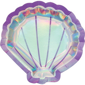 Creative Converting 336719 Mermaid Shine Shaped Plate 9", Iridescent (Case Of 12)