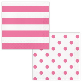 Creative Converting 337048 Dots & Stripes Candy Pink Luncheon Napkin (Case Of 12)