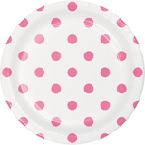 Creative Converting 337049 Dots & Stripes Candy Pink Luncheon Plate (Case Of 12)