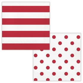 Creative Converting 337053 Dots & Stripes Classic Red Luncheon Napkin (Case Of 12)