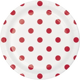 Creative Converting 337054 Dots & Stripes Classic Red Luncheon Plate (Case Of 12)
