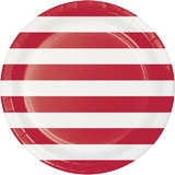 Creative Converting 337055 Dots & Stripes Classic Red Dinner Plate (Case Of 12)