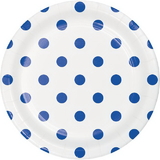 Creative Converting 337059 Dots & Stripes Cobalt Luncheon Plate (Case Of 12)