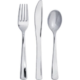 Creative Converting 338365 Metallic Silver 24Ct Assorted Cutlery, Metallic Silver (Case Of 12)