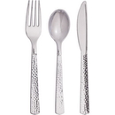 Creative Converting 339401 Metallic Silver Hammered 24Ct Assorted Cutlery, Silver Hammered (Case Of 12)