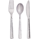 Creative Converting 339401 Metallic Silver Hammered 24Ct Assorted Cutlery, Silver Hammered (Case Of 12)