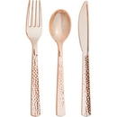 Creative Converting 339402 Metallic Rosegold Hammered 24Ct Assorted Cutlery, Rosegold Hammered (Case Of 12)