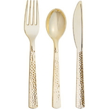 Creative Converting 339403 Metallic Gold Hammered 24Ct Assorted Cutlery, Gold Hammered (Case Of 12)