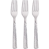 Creative Converting 339404 Metallic Silver Hammered 24Ct Forks Only, Silver Hammered (Case Of 12)
