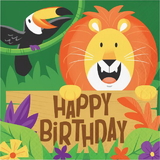 Creative Converting 339768 Jungle Safari Luncheon Napkin, Happy Birthday (Case Of 12)