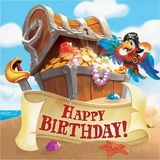 Creative Converting 339781 Pirate Treasure Luncheon Napkin, Happy Birthday (Case Of 12)