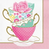 Creative Converting 339800 Floral Tea Party Luncheon Napkin, Teacup (Case Of 12)