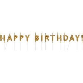 Creative Converting 339949 D&#233;cor Gold Happy Birthday Pick Candles (Case Of 12)