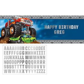 Creative Converting 340091 Monster Truck Rally Giant Party Banner With Stickers (Case Of 6)