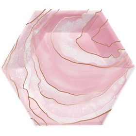 Creative Converting 340166 Ros&#233; All Day Luncheon Plate, Shaped, Foil, Geode (Case Of 12)