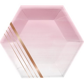 Creative Converting 340167 Ros&#233; All Day Luncheon Plate, Shaped, Foil, Stripes (Case Of 12)