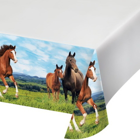 Creative Converting 340207 Horse And Pony Plastic Tablecover Border Print, 54" X 102" (Case Of 6)