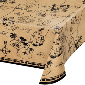 Creative Converting 340211 Pirate Treasure Plastic Tablecover All Over Print, 54" X 102" (Case Of 6)