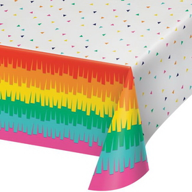 Creative Converting 340212 Fiesta Fun Plastic Tablecover All Over Print, 54" X 102" (Case Of 6)