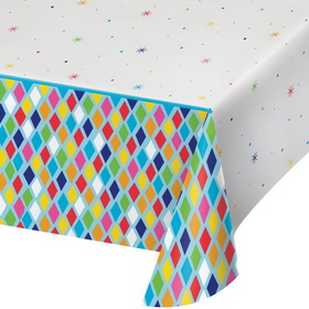 Creative Converting 340215 Bright Birthday Plastic Tablecover All Over Print, 54" X 102" (Case Of 6)
