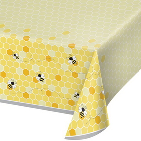 Creative Converting 340216 Bumblebee Baby Plastic Tablecover All Over Print, 54" X 102" (Case Of 6)