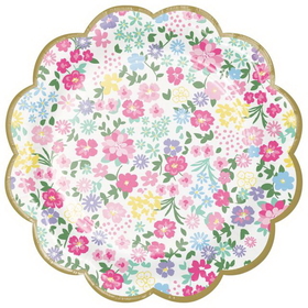 Creative Converting 340230 Floral Tea Party Scalloped Plate 7" Assorted Florals (Case Of 12)
