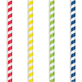 Creative Converting 340466 40Ct 7.75" Paper Smoothie Straws, Asstd Stripes (Case Of 12)