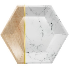 Creative Converting 342111 Marble Banquet Plate, 10" Hexagon, Marble (Case Of 6)