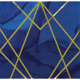 Creative Converting 343970 Navy Blue Gold Geode Luncheon Napkin, Foil Stamp (Case Of 12)