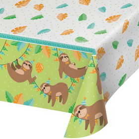 Creative Converting 344500 Sloth Party Plastic Tablecover All Over Print, 54" X 102" (Case Of 6)
