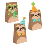 Creative Converting 344510 Sloth Party Paper Treat Bags With Attachments (Case Of 12)