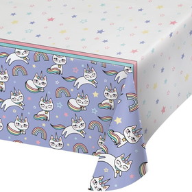 Creative Converting 346252 Paper Tablecover All Over Print, 54" X 102" Sassy Caticorn