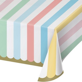 Creative Converting 346322 Paper Tablecover All Over Print, 54" X 102" Pastel Celebrations