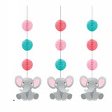 Creative Converting 346348 Hanging Cutouts W/ Honeycomb Enchanting Elephants Girl