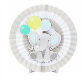 Creative Converting 346353 Centerpiece Paper Fan W/ Cutout Enchanting Elephants Boy