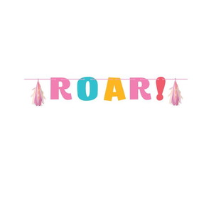 Creative Converting 346436 Letter Banner W/ Tassles, Iridescent Girl Dino Party