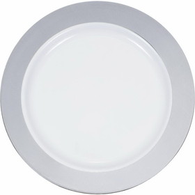Creative Converting 347873 10.25" Silver Rim Plastic Plate Silver Rim
