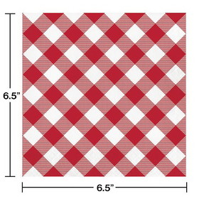 Creative Converting 349597 Red And White Gingham Napkins