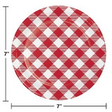 Creative Converting 349598 Red And White Gingham Dessert Plates