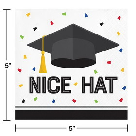 Creative Converting 349681 Nice Hat Graduation Beverage Napkins