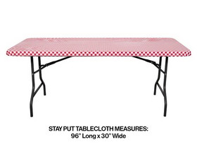 Creative Converting 349751 Red And White Gingham 30" X 96" Rectangular Stay Put Plastic Tablecloth